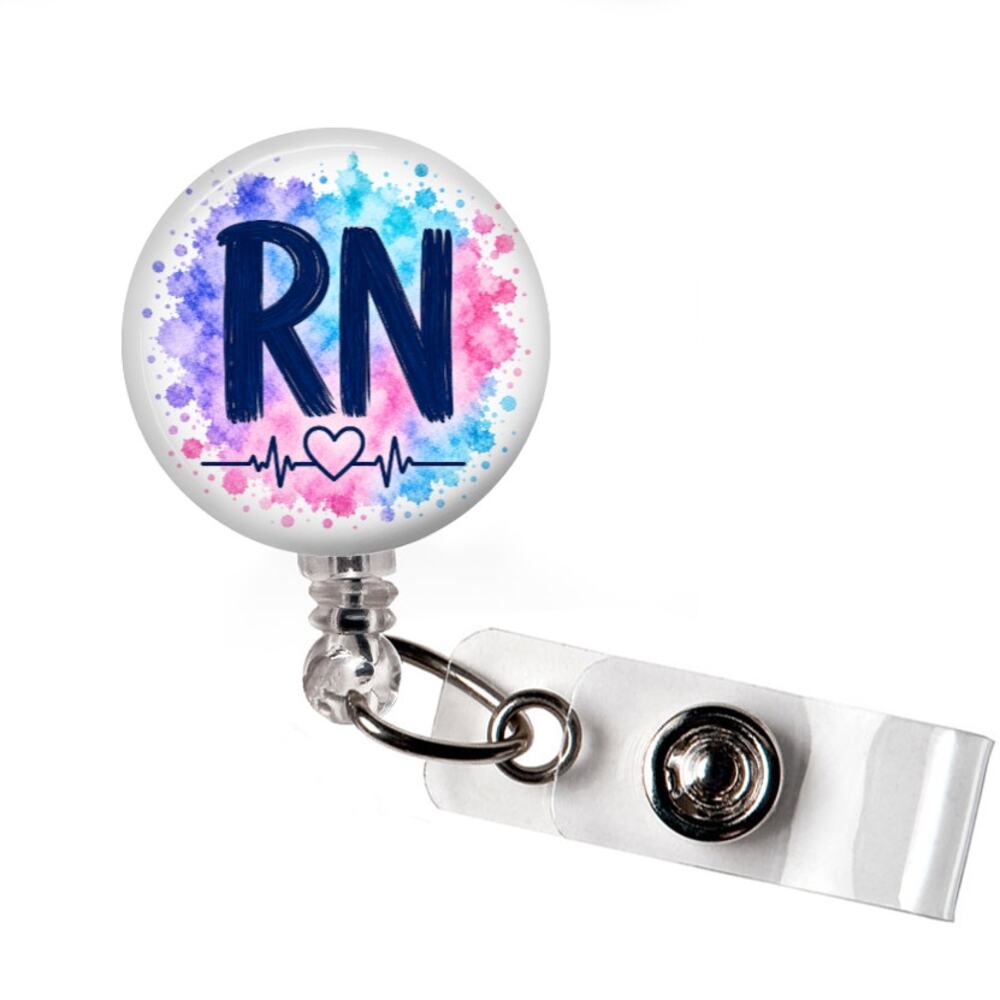Registered Nurse Badge Reel RN Heartbeat Retractable ID Holder Nursing Nurse